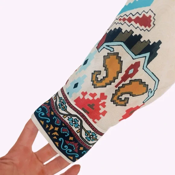 NWOT Rococo Sand Paisley Carpet Tunic Dress 100% Silk with Beaded Detail Size XS - Picture 7 of 12